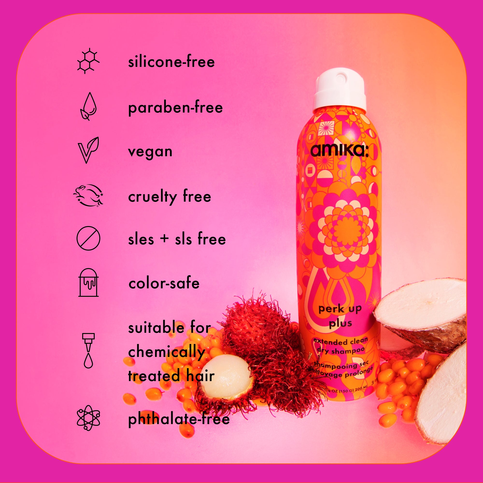 refresh. prep + mist set amika:aura hair + body mist. perk up plus dry shampoo. superfruit star styling oil - Image 16