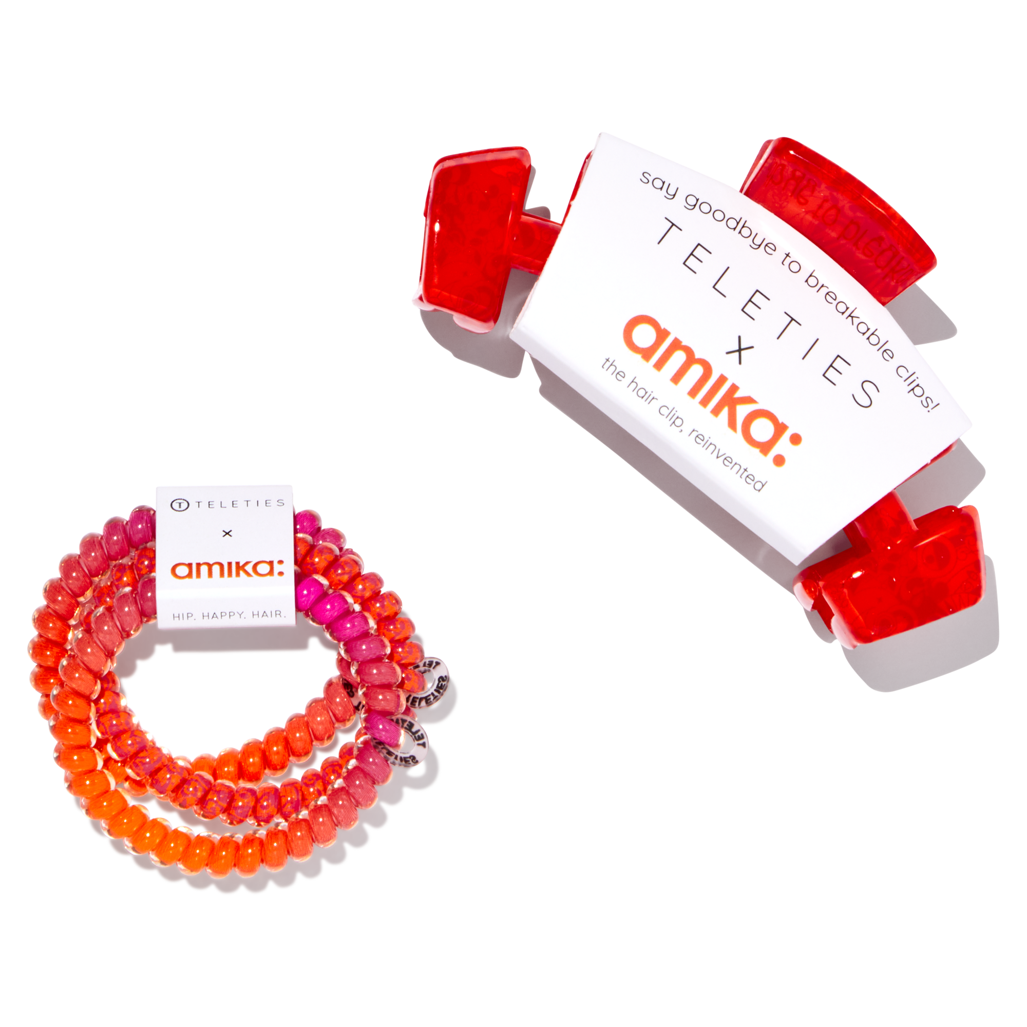 amika x TELETIES necessities set 3 pc hair ties. clip. essentials bag + perk up plus - Image 2